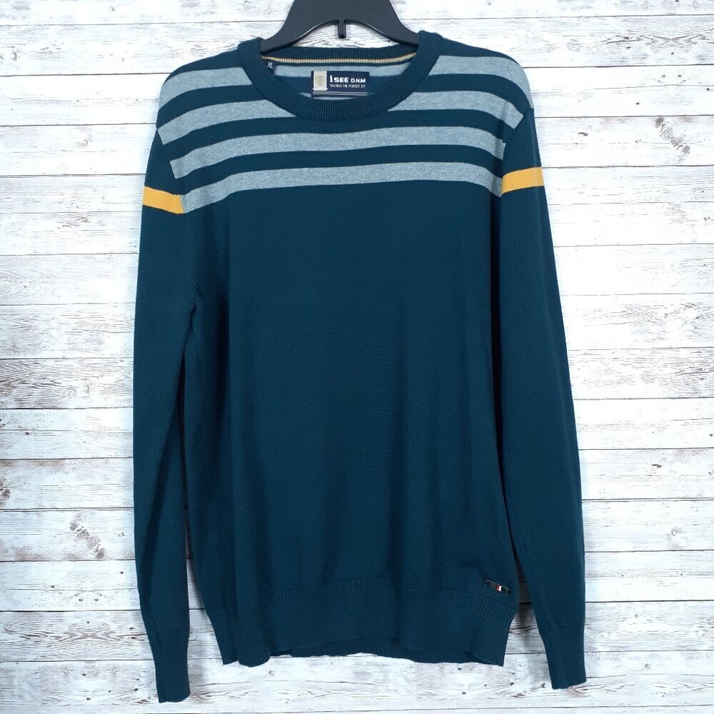 I See DNM Mens Sweater XL Crewneck Long Sleeve Stripe 168
